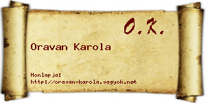 Oravan Karola névjegykártya